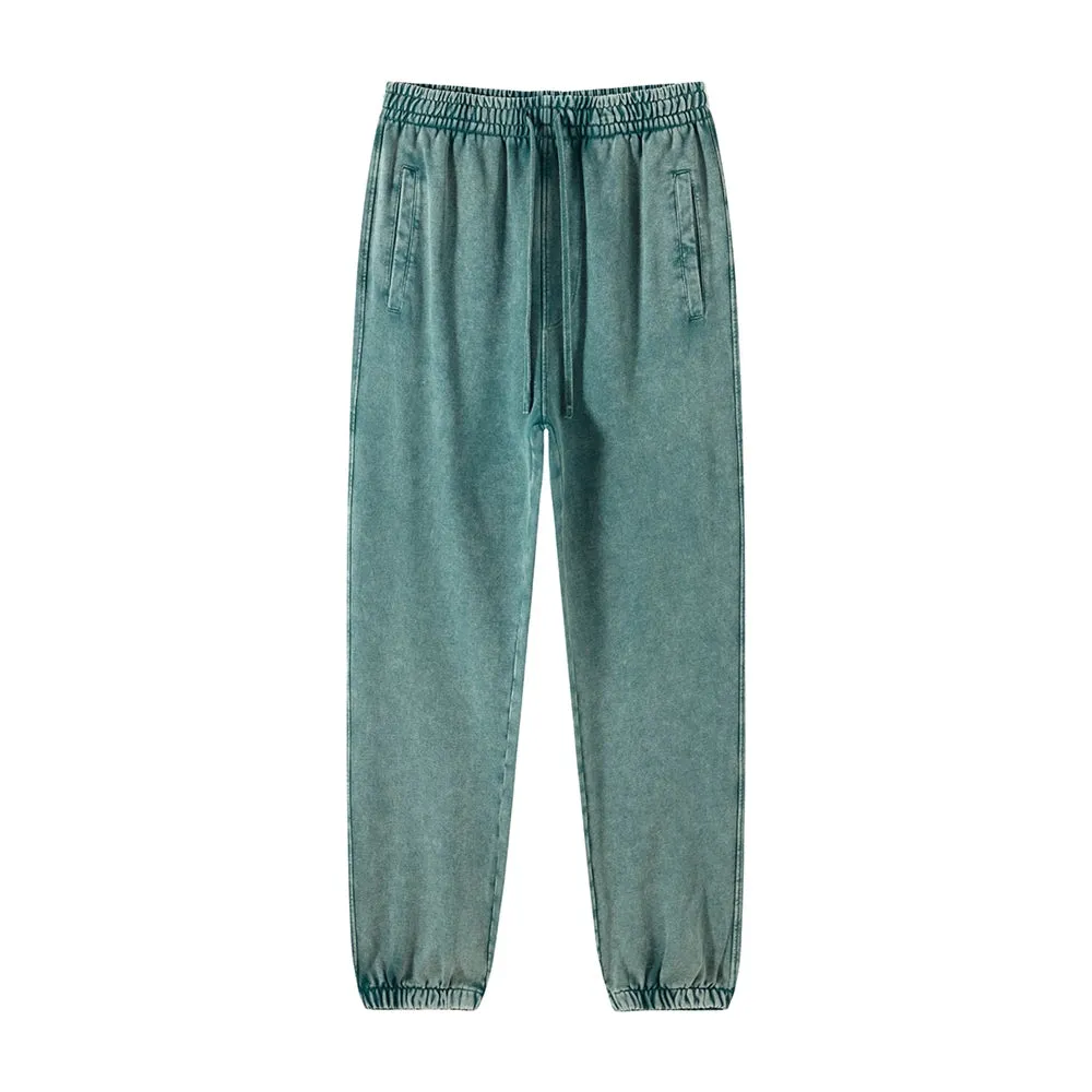Obsidian Phoenix Luxury 420gsm Batik Washed Cotton Sweatpants - Unisex Loose-Fit Heavyweight Retro Joggers