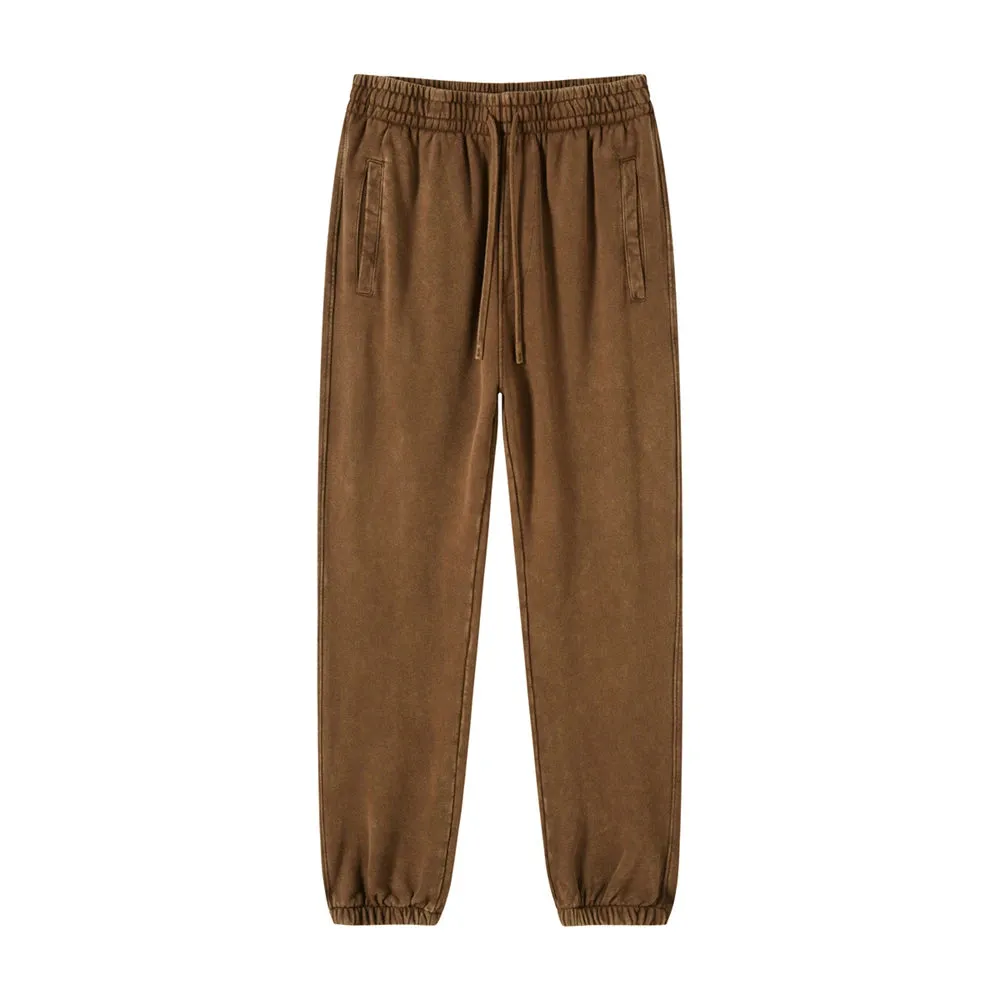 Obsidian Phoenix Luxury 420gsm Batik Washed Cotton Sweatpants - Unisex Loose-Fit Heavyweight Retro Joggers