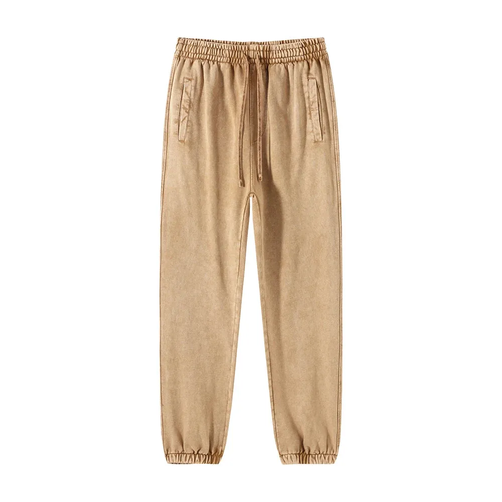 Obsidian Phoenix Luxury 420gsm Batik Washed Cotton Sweatpants - Unisex Loose-Fit Heavyweight Retro Joggers