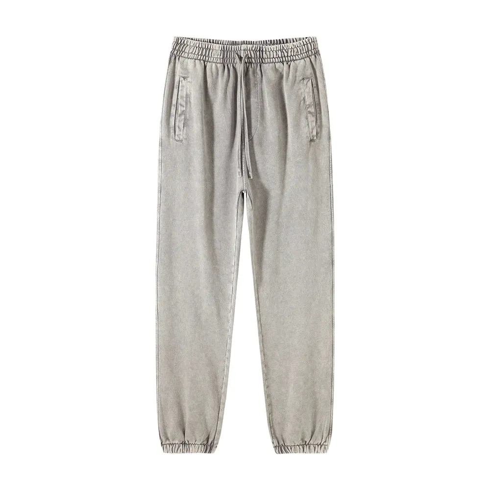 Obsidian Phoenix Luxury 420gsm Batik Washed Cotton Sweatpants - Unisex Loose-Fit Heavyweight Retro Joggers