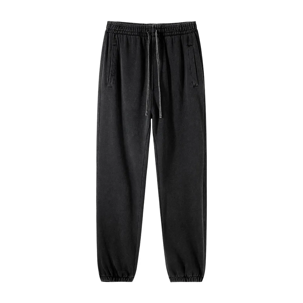 Obsidian Phoenix Luxury 420gsm Batik Washed Cotton Sweatpants - Unisex Loose-Fit Heavyweight Retro Joggers