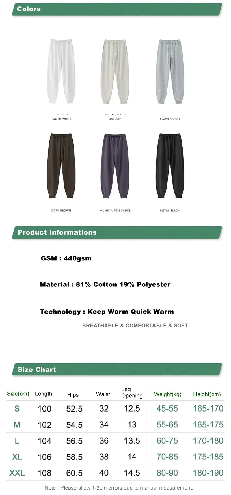 Obsidian Phoenix Luxury 440gsm Solid Sweatpants - Unisex Heavyweight Casual Loose-Fit Sports Joggers