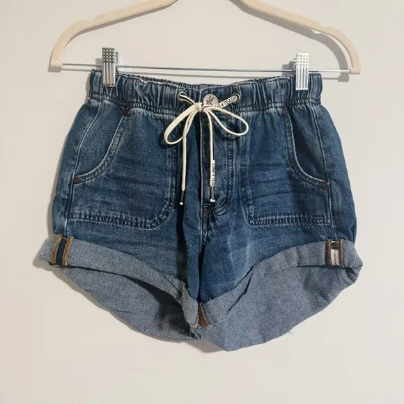One Teaspoon - Drawstring High Waisted Shabbies Bandit Denim Shorts