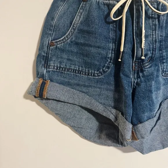One Teaspoon - Drawstring High Waisted Shabbies Bandit Denim Shorts