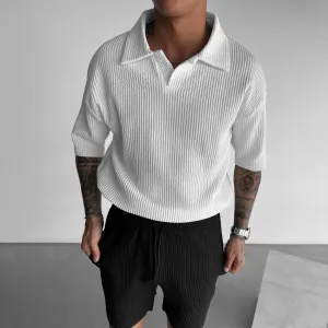 OVERSIZE RIBBED POLO T-SHIRT - WHITE