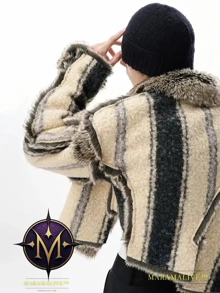 Oversized Cool Thick Warm Reversible Fluffy Jacket Faux Fur Coat Men Luxury Runway European Fashion