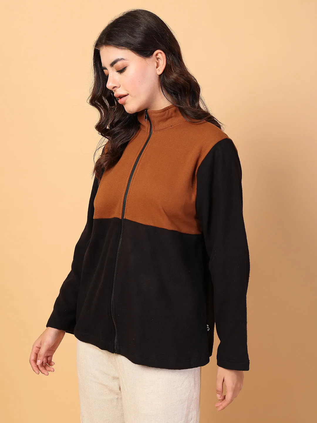 Oversized Fleece Polo Zipper Sweatshirt