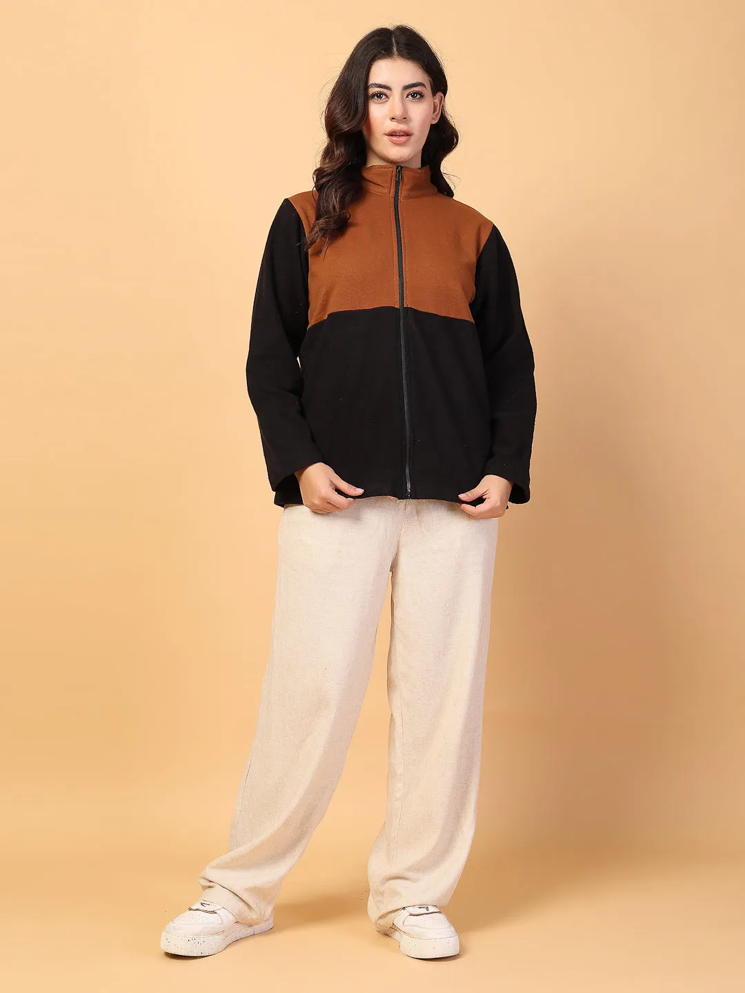 Oversized Fleece Polo Zipper Sweatshirt