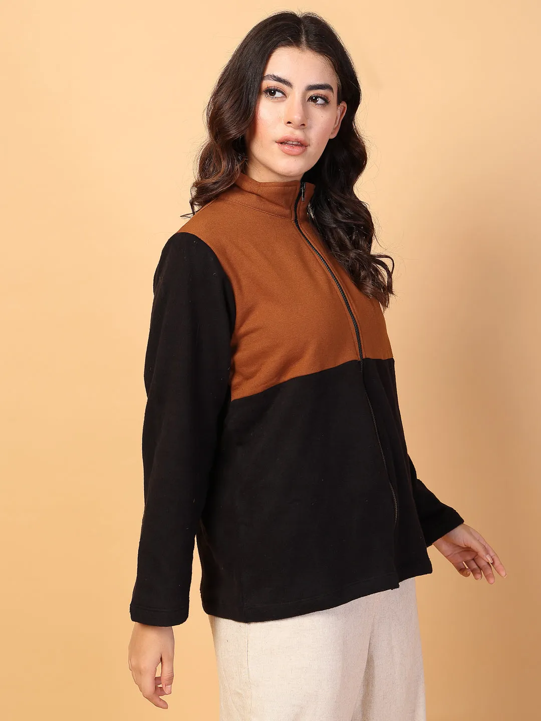Oversized Fleece Polo Zipper Sweatshirt