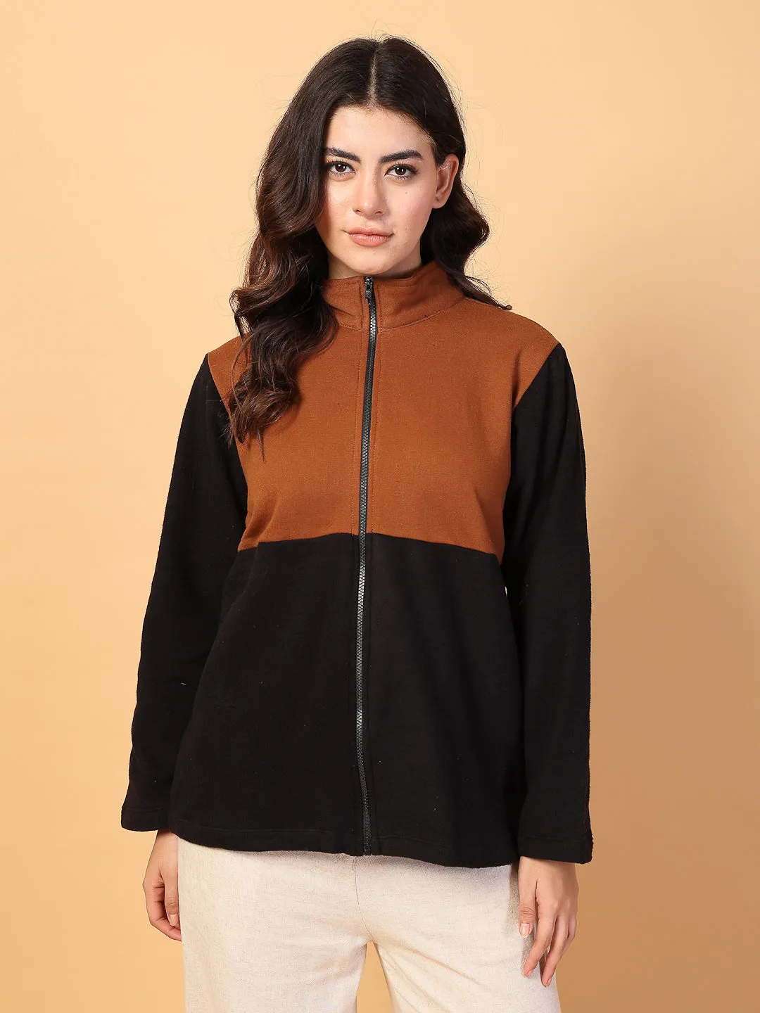 Oversized Fleece Polo Zipper Sweatshirt