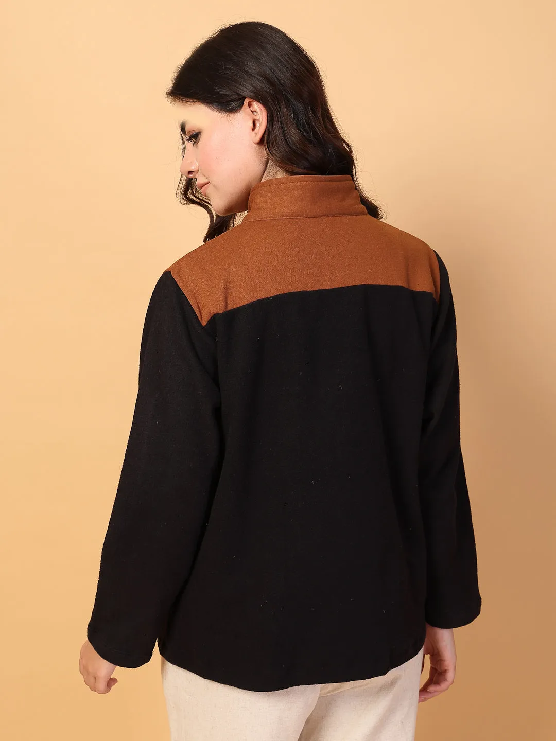 Oversized Fleece Polo Zipper Sweatshirt