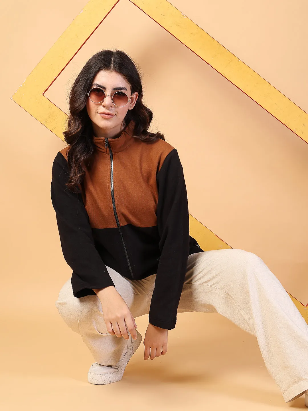 Oversized Fleece Polo Zipper Sweatshirt