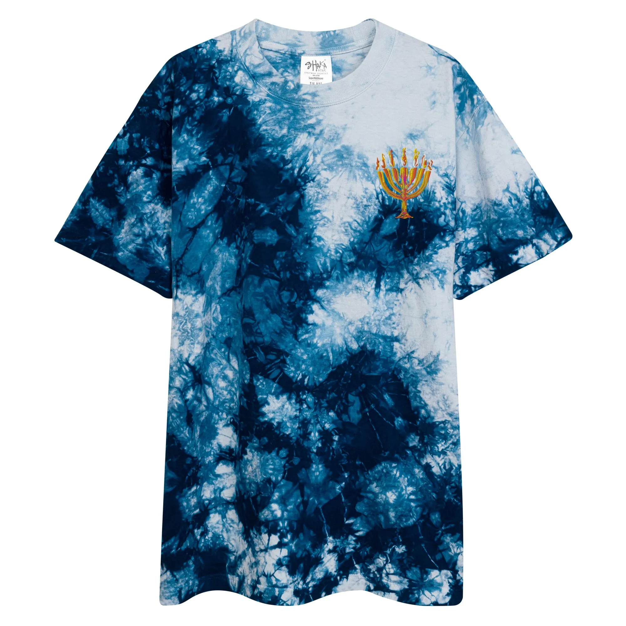 Oversized tie-dye Menorah print t-shirt