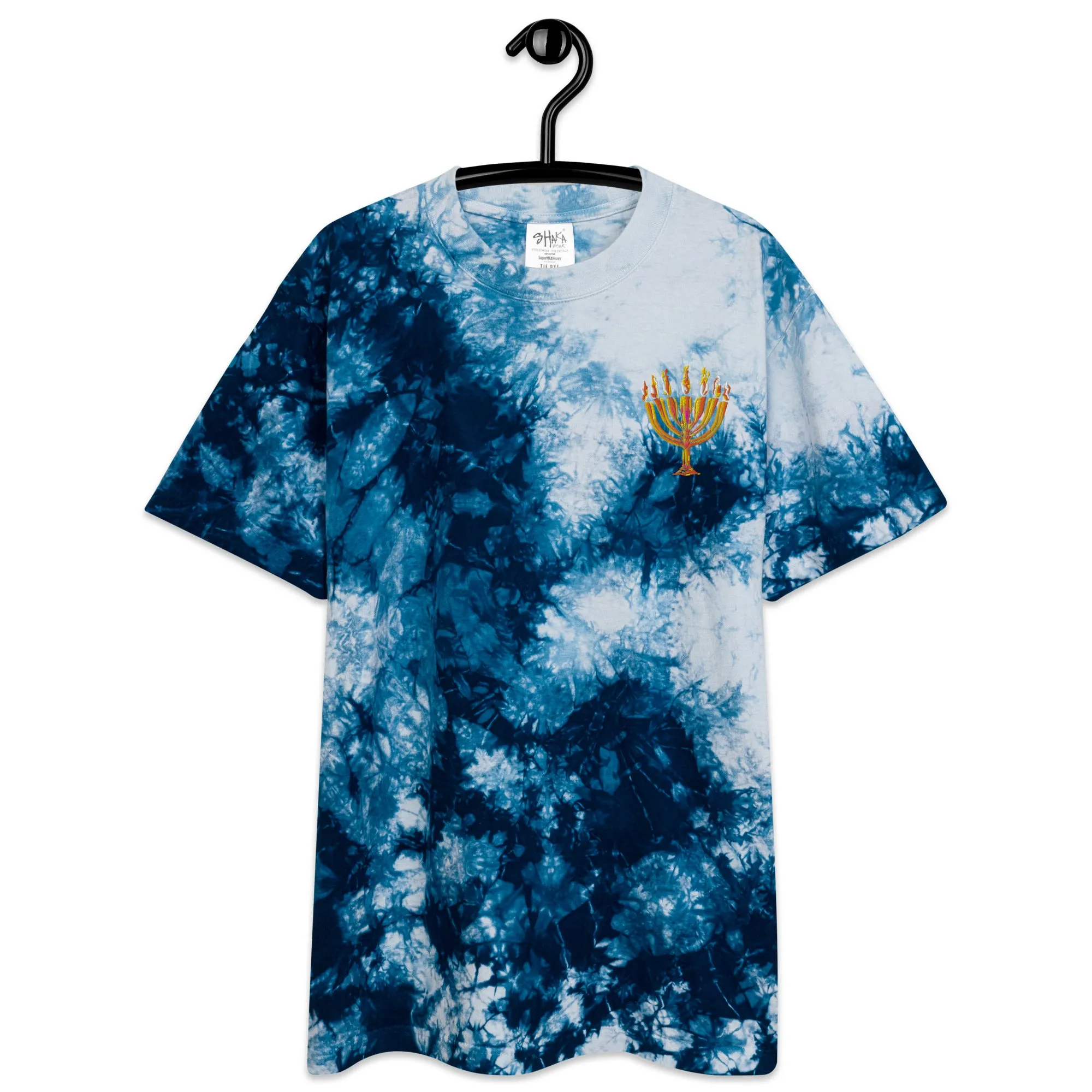 Oversized tie-dye Menorah print t-shirt