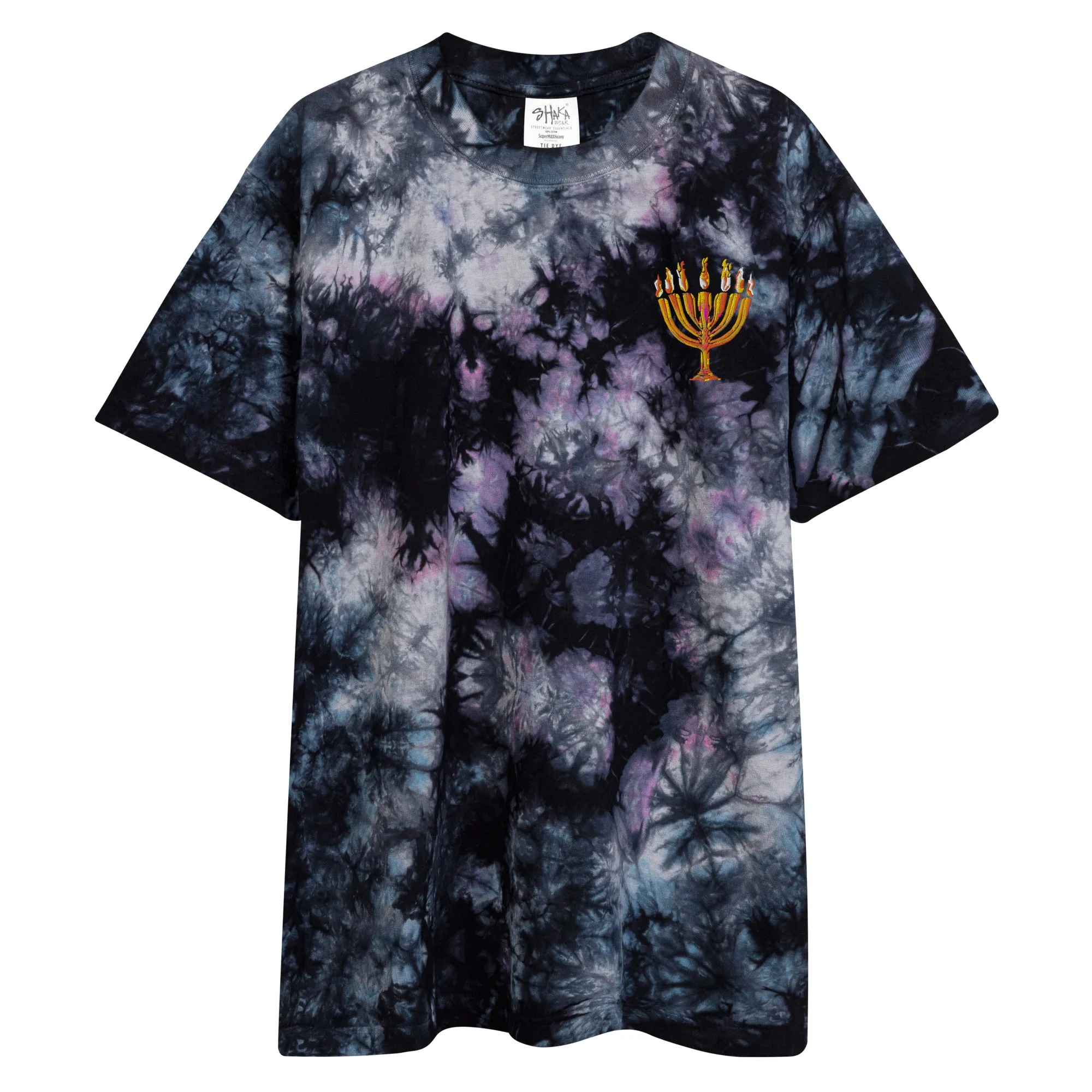 Oversized tie-dye Menorah print t-shirt