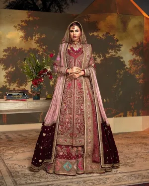 Pakistani Bridal Lehenga with Open Jacket Shirt Dress