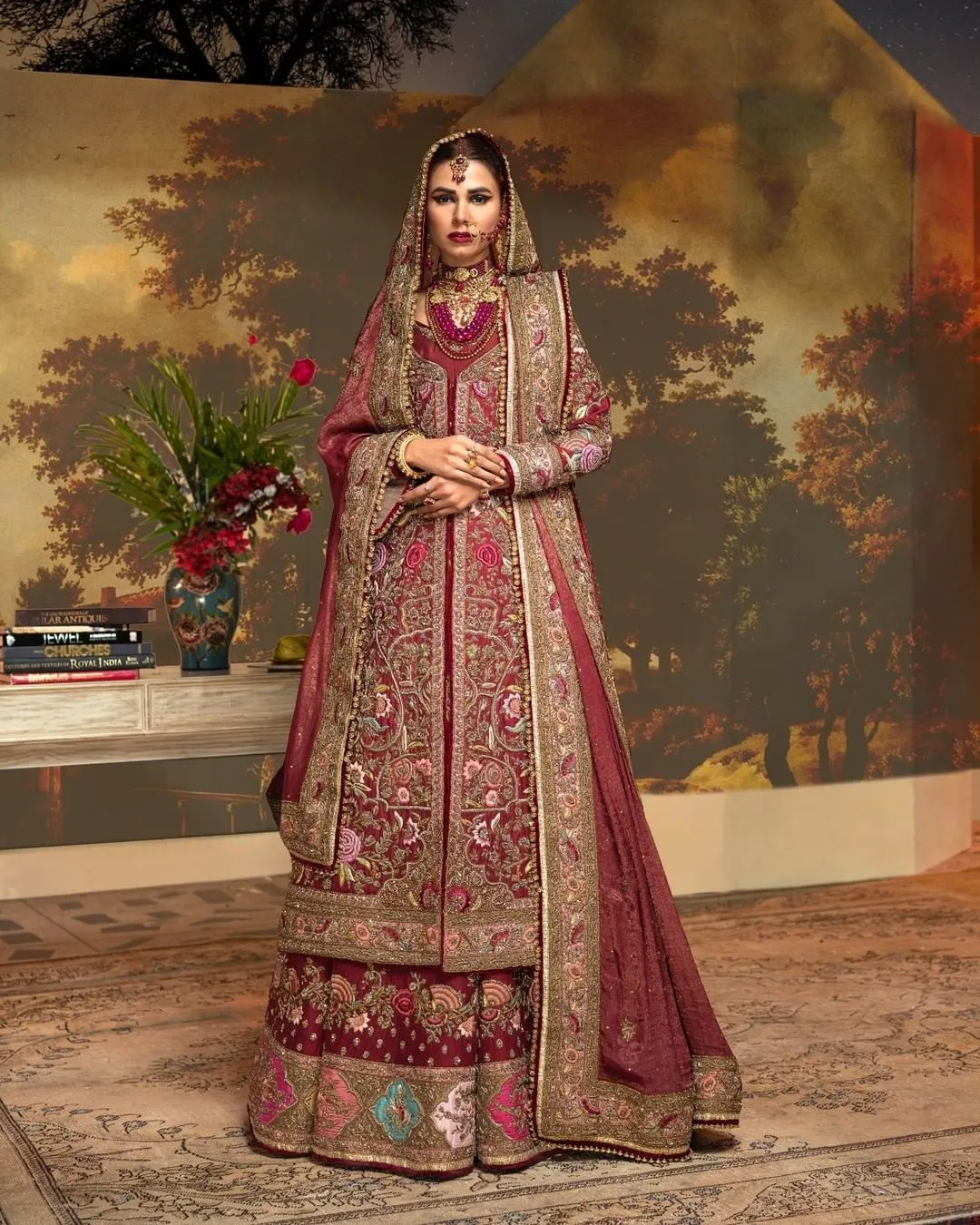 Pakistani Bridal Lehenga with Open Jacket Shirt Dress