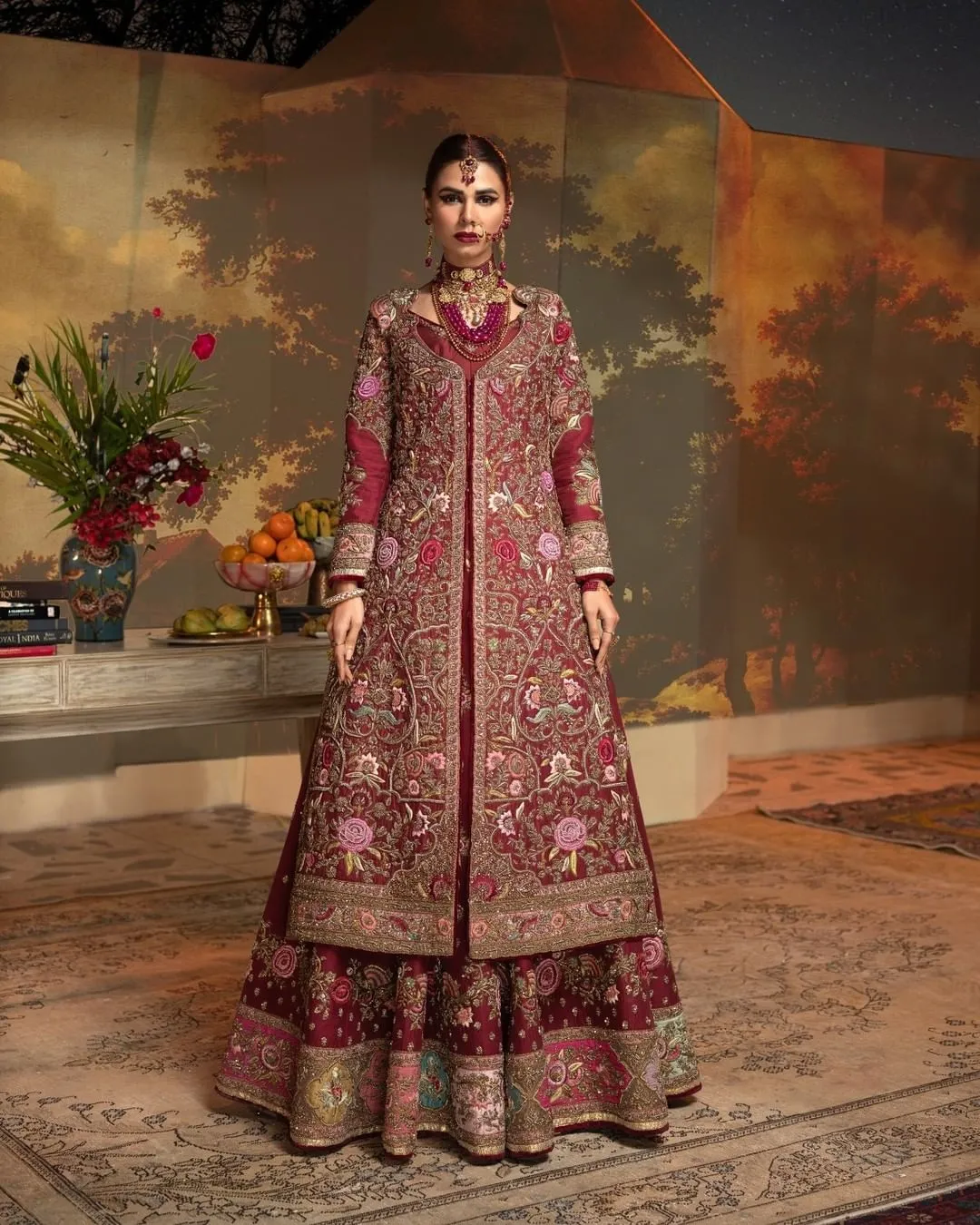 Pakistani Bridal Lehenga with Open Jacket Shirt Dress