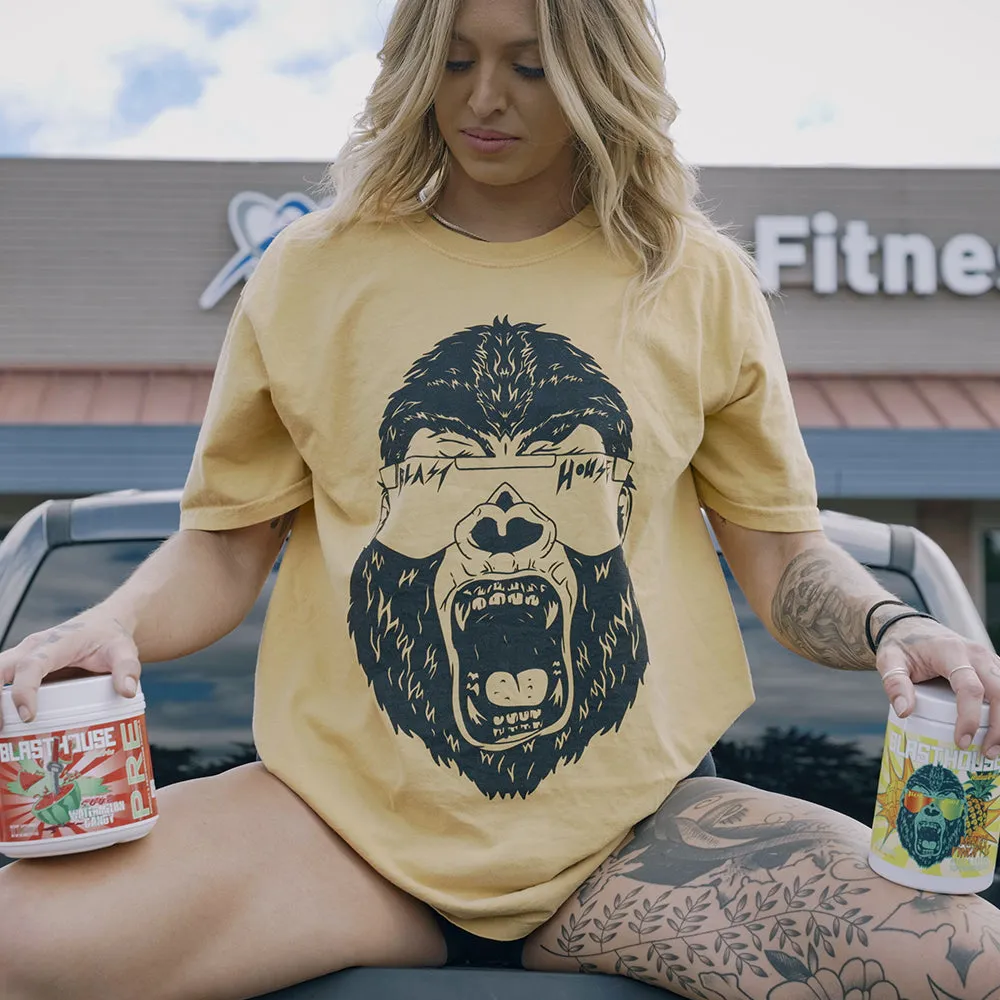 PARTY GORILLA T-SHIRT - MUSTARD