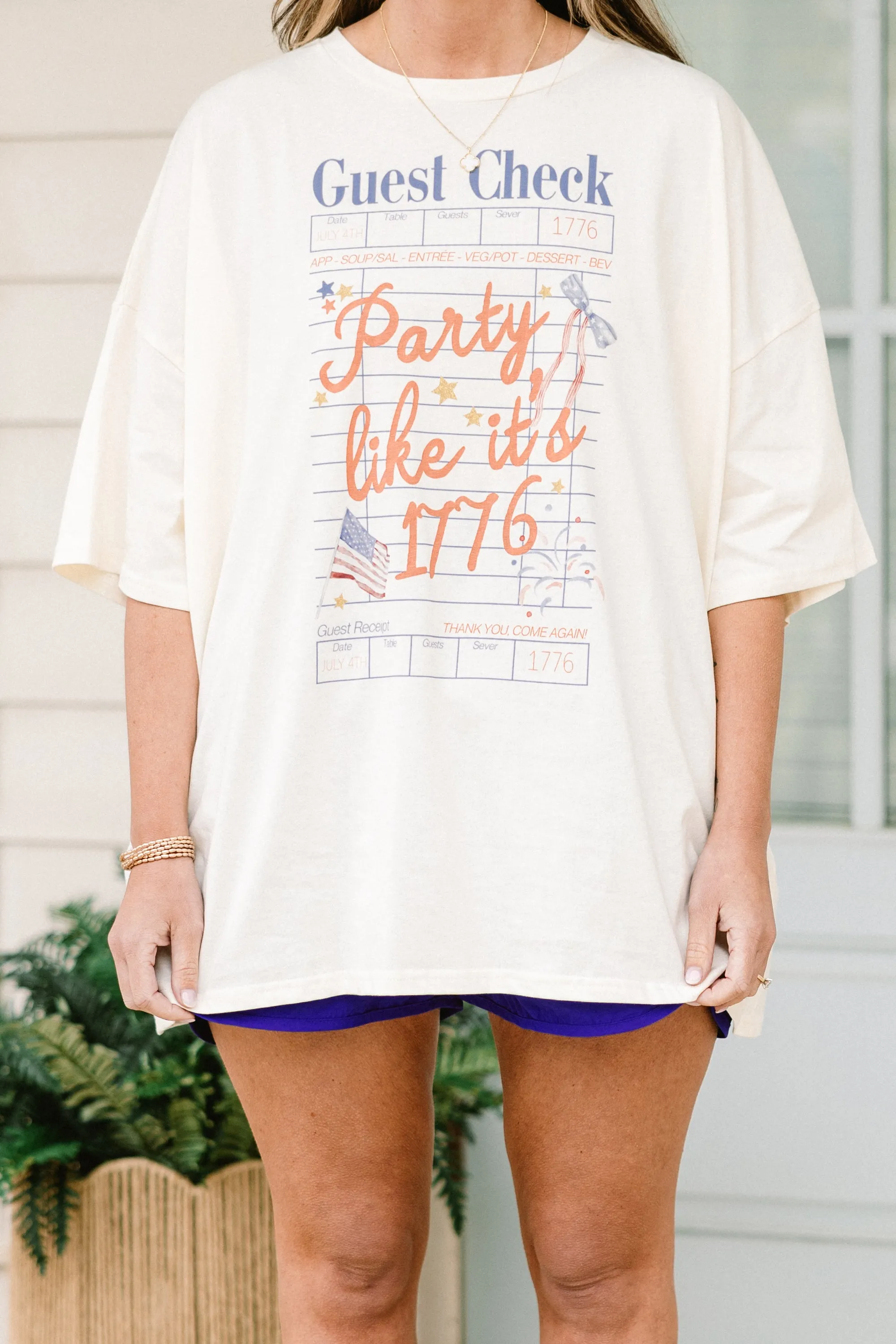 Party Like It's 1776 Boyfriend Tee, Ivory