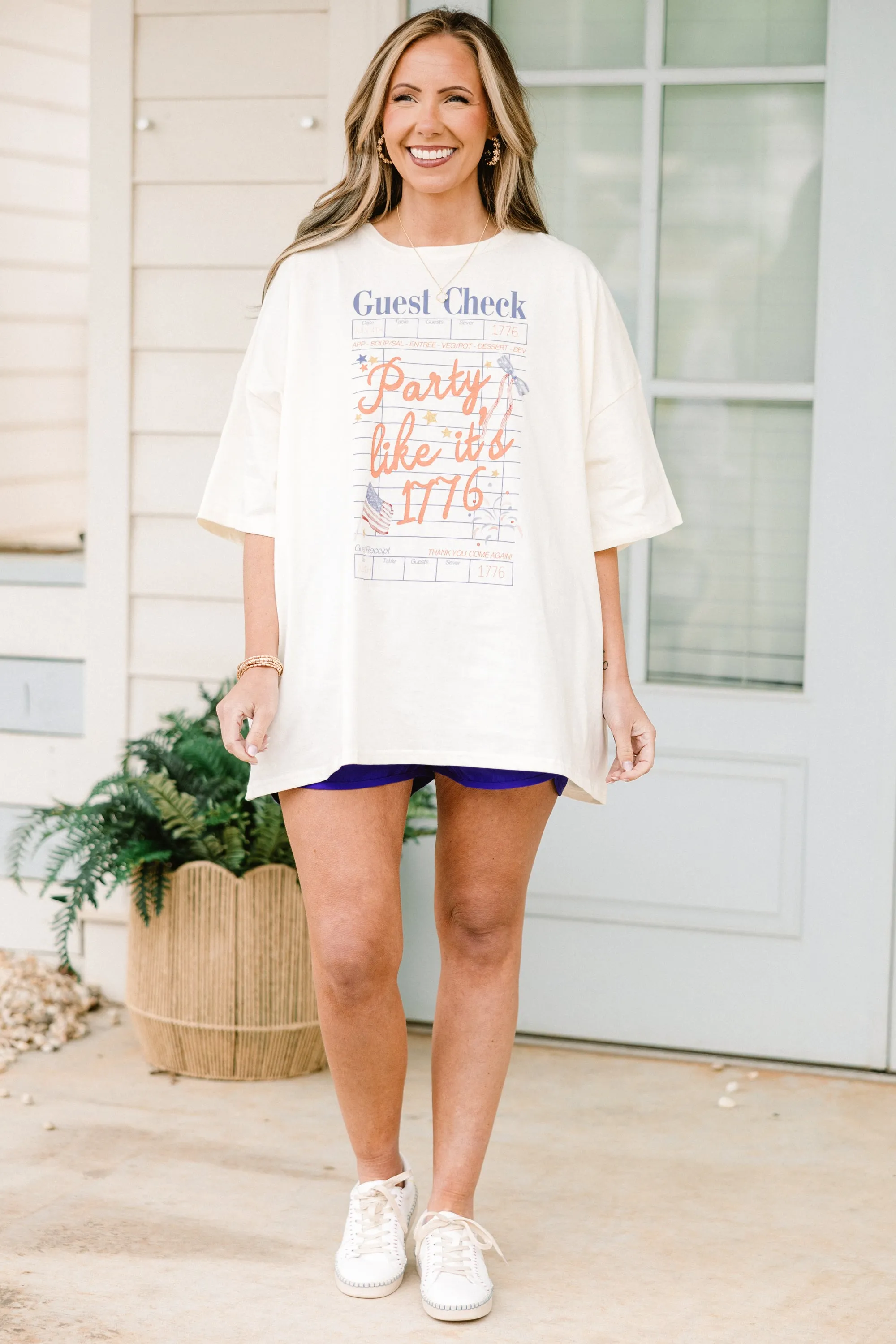 Party Like It's 1776 Boyfriend Tee, Ivory