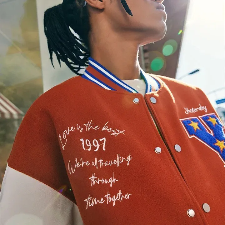 Patchwork Embroidery Varsity Jacket