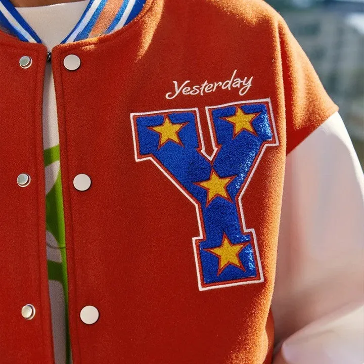 Patchwork Embroidery Varsity Jacket
