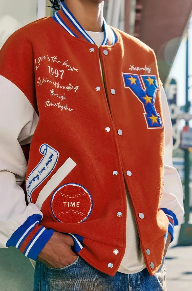 Patchwork Embroidery Varsity Jacket