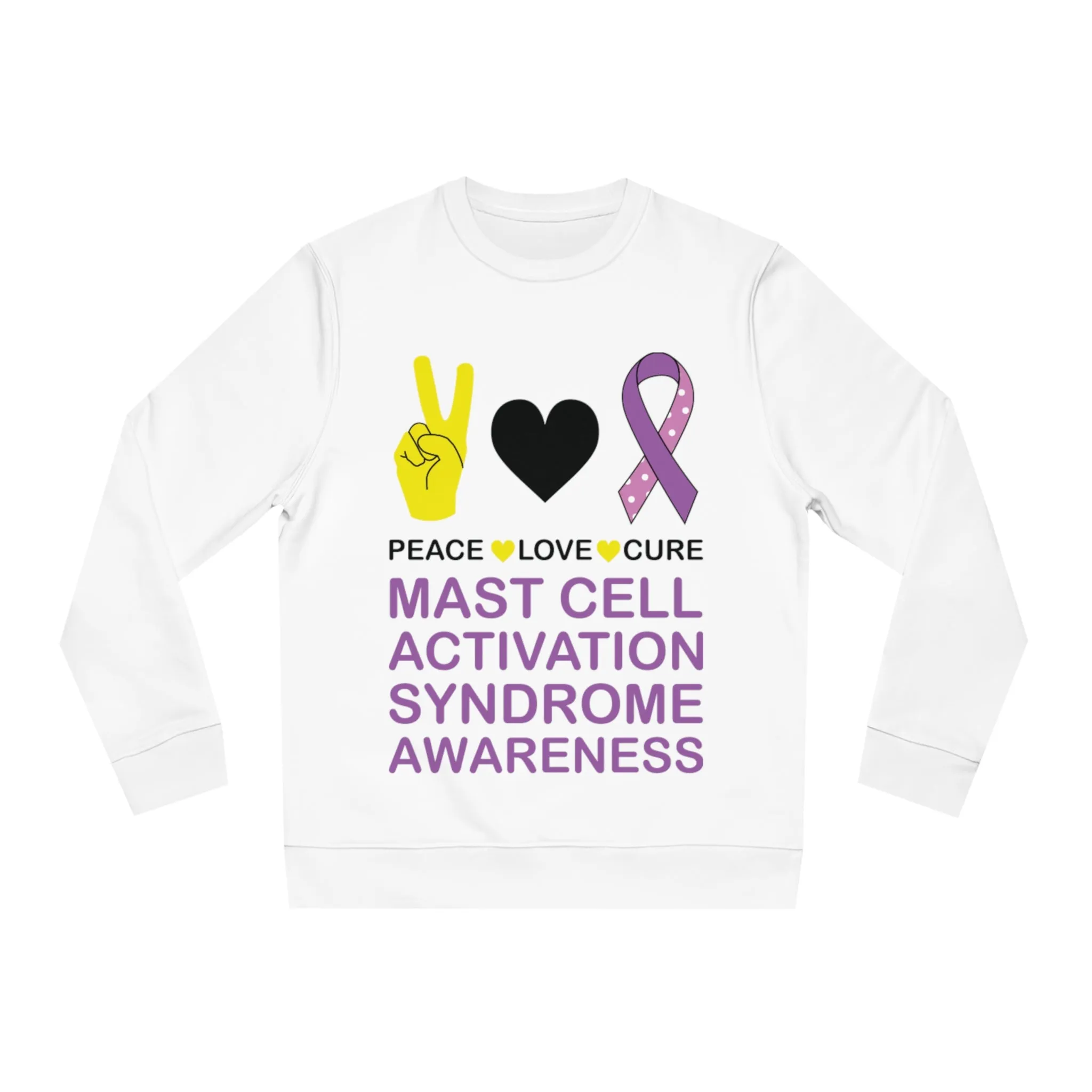 Peace Love Cure - Mast Cell Activation Syndrome, Unisex Organic Sweatshirt, Printed