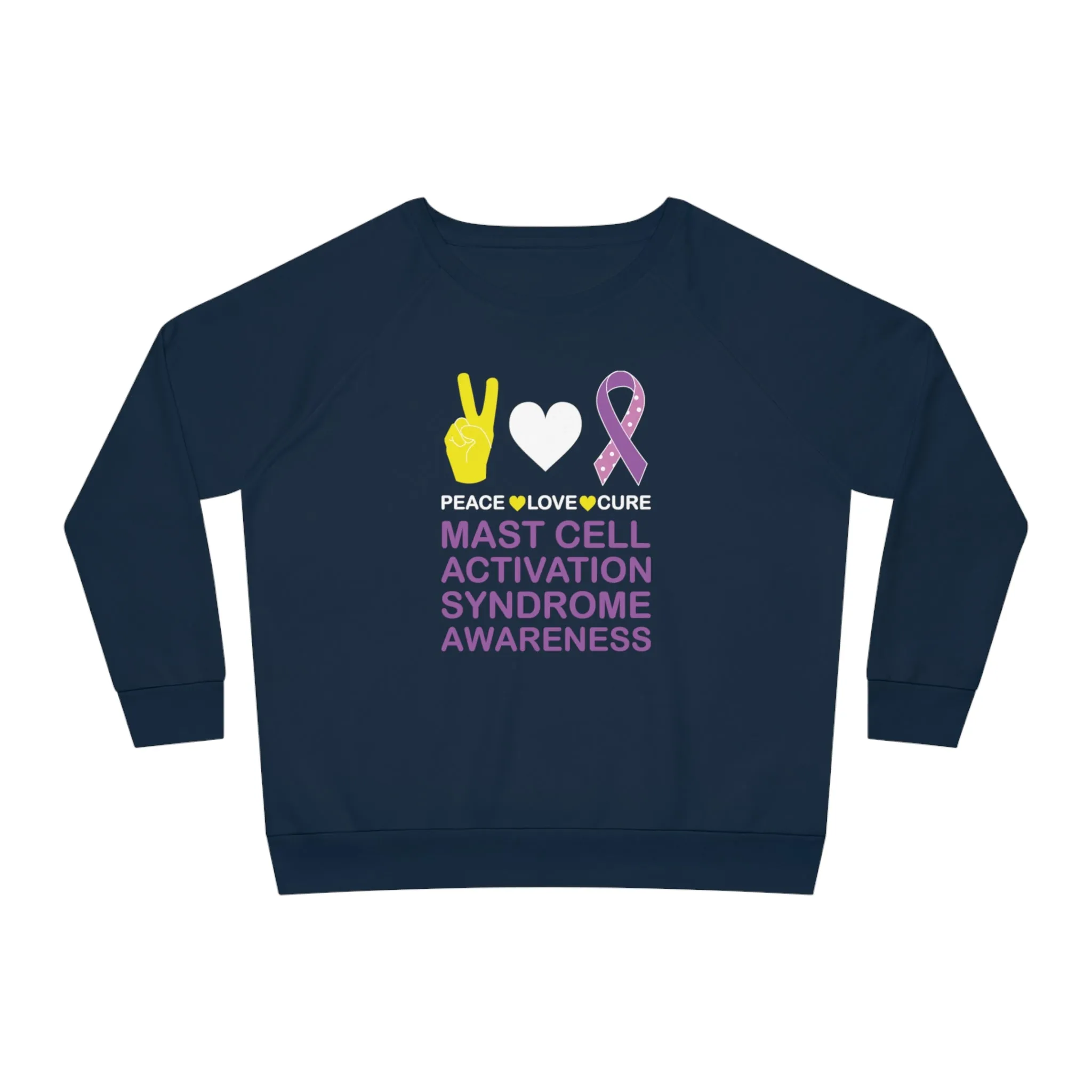Peace Love Cure - Mast Cell Activation Syndrome, Women's Dazzler Relaxed Organic Fit Sweatshirt, Printed