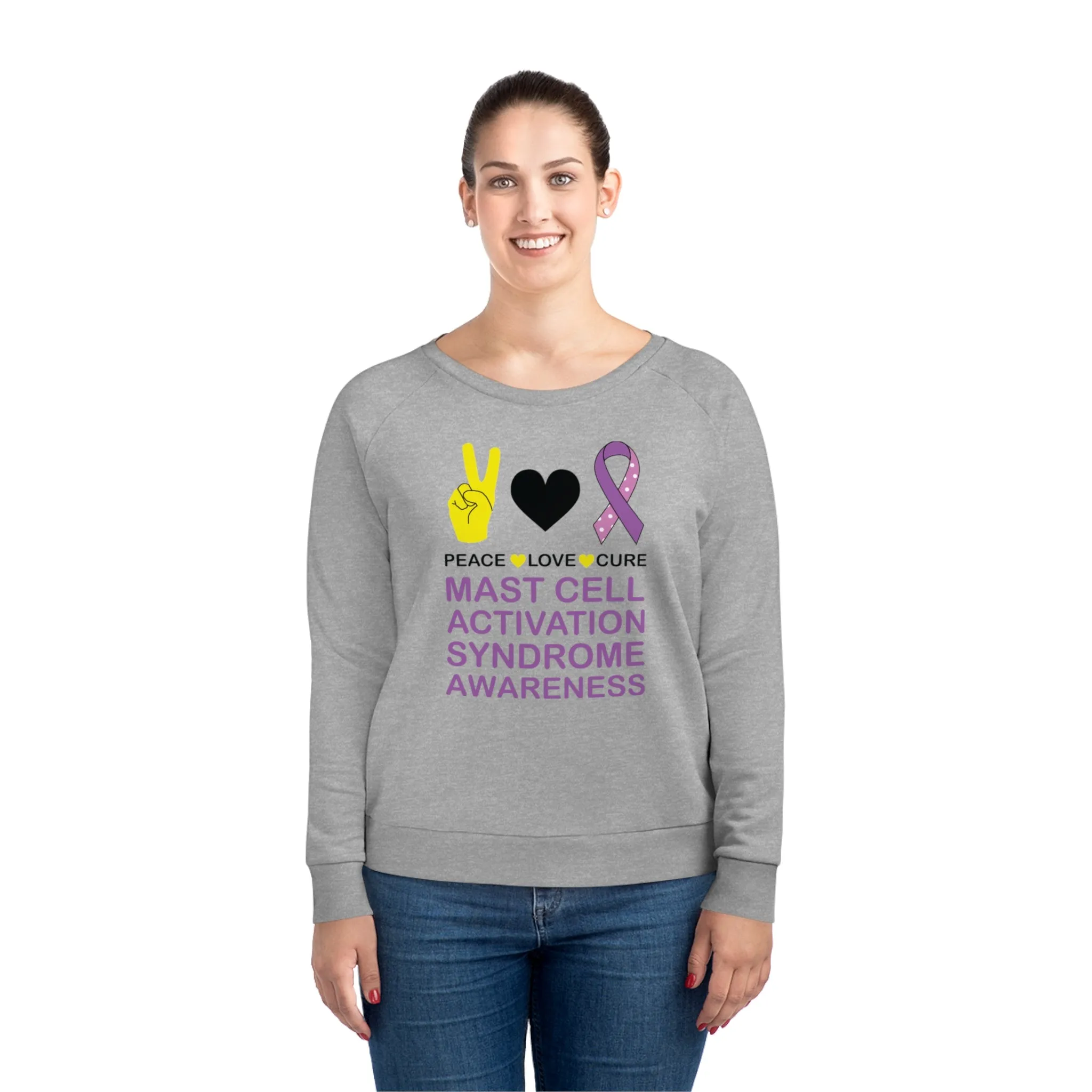 Peace Love Cure - Mast Cell Activation Syndrome, Women's Dazzler Relaxed Organic Fit Sweatshirt, Printed