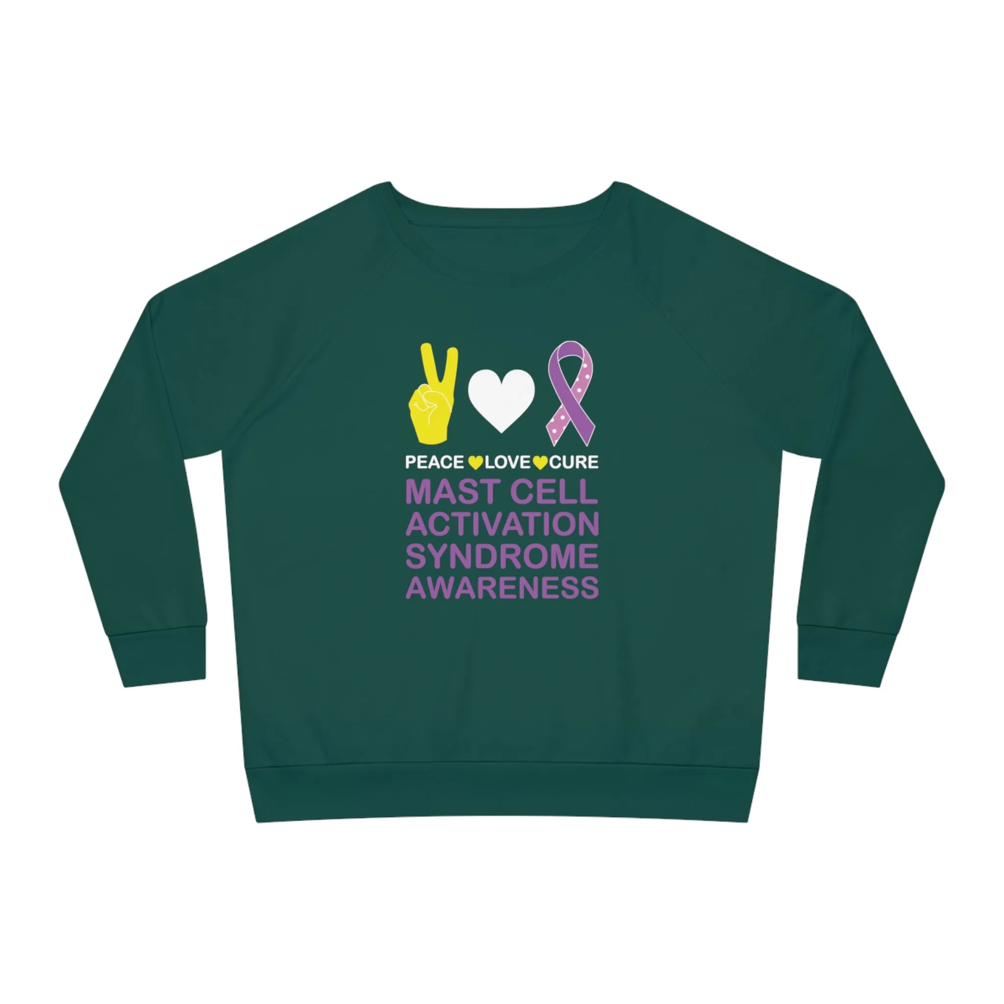Peace Love Cure - Mast Cell Activation Syndrome, Women's Dazzler Relaxed Organic Fit Sweatshirt, Printed