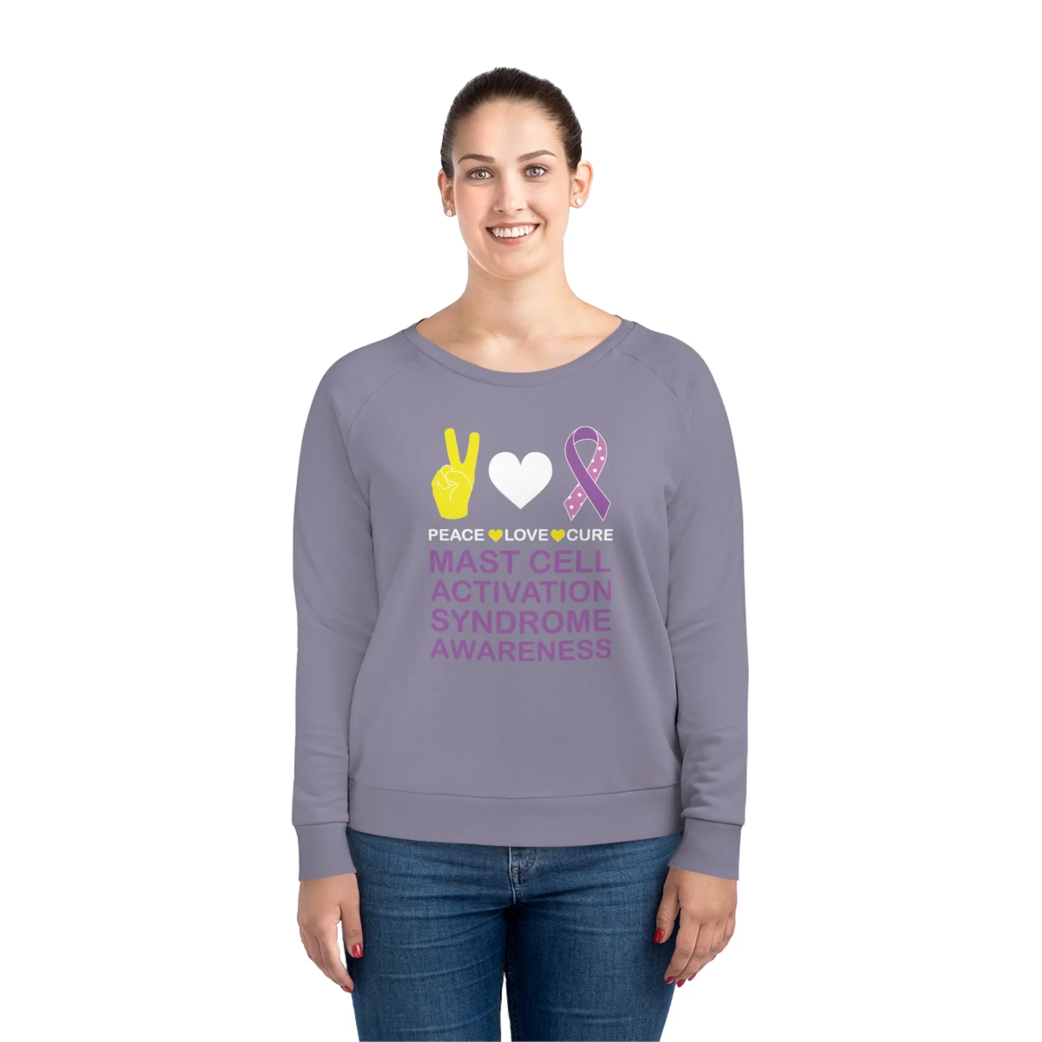 Peace Love Cure - Mast Cell Activation Syndrome, Women's Dazzler Relaxed Organic Fit Sweatshirt, Printed