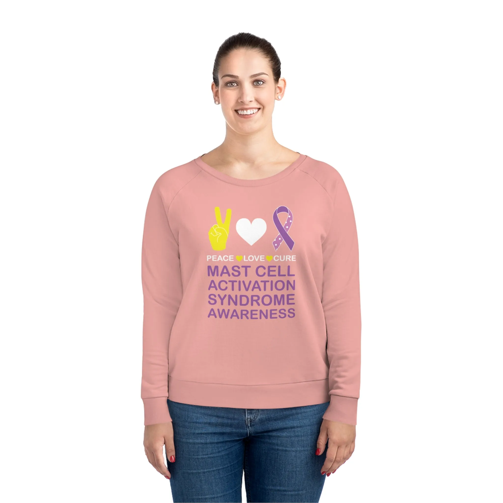 Peace Love Cure - Mast Cell Activation Syndrome, Women's Dazzler Relaxed Organic Fit Sweatshirt, Printed