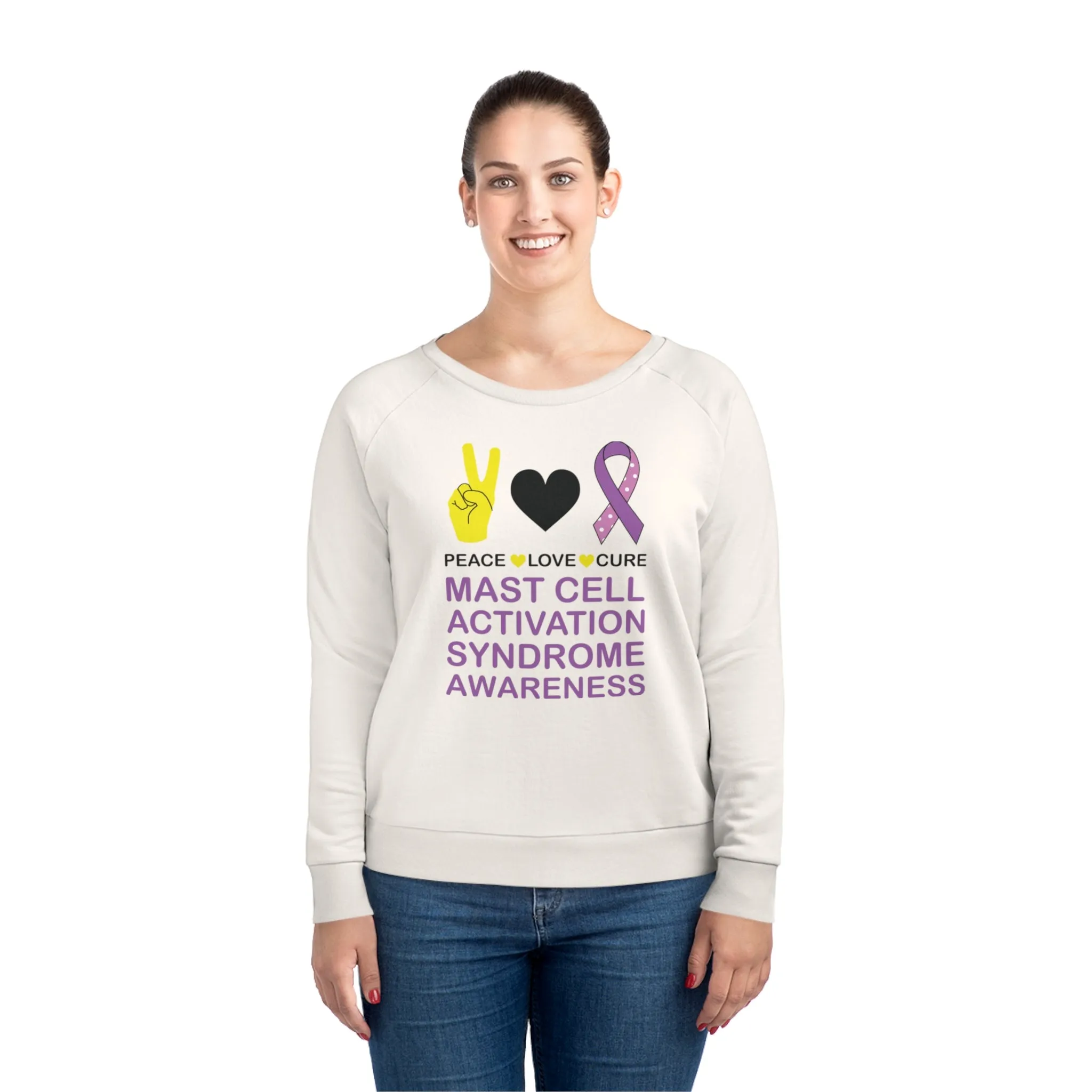 Peace Love Cure - Mast Cell Activation Syndrome, Women's Dazzler Relaxed Organic Fit Sweatshirt, Printed