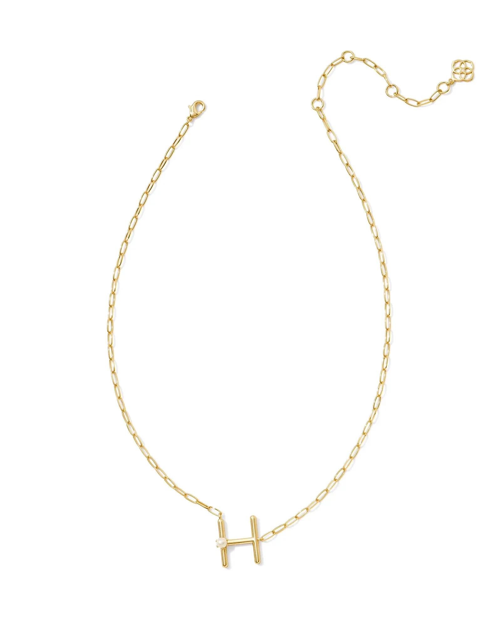 Pearl Gold Letter Short Pendant Necklace in White Pearl