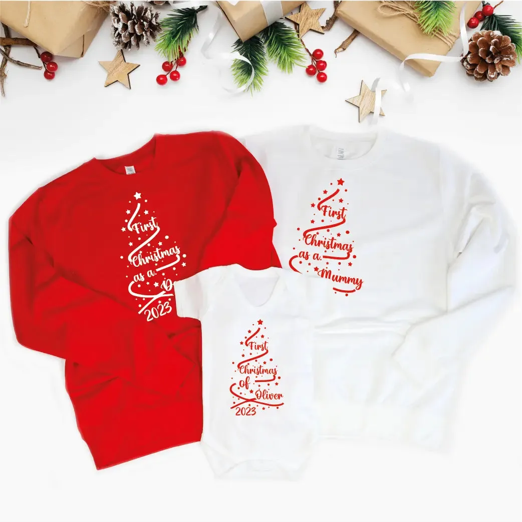 Personalised Baby's First Christmas Red Rompersuit