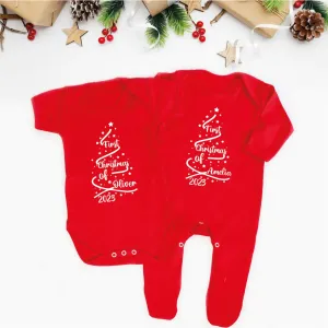 Personalised Baby's First Christmas Red Rompersuit