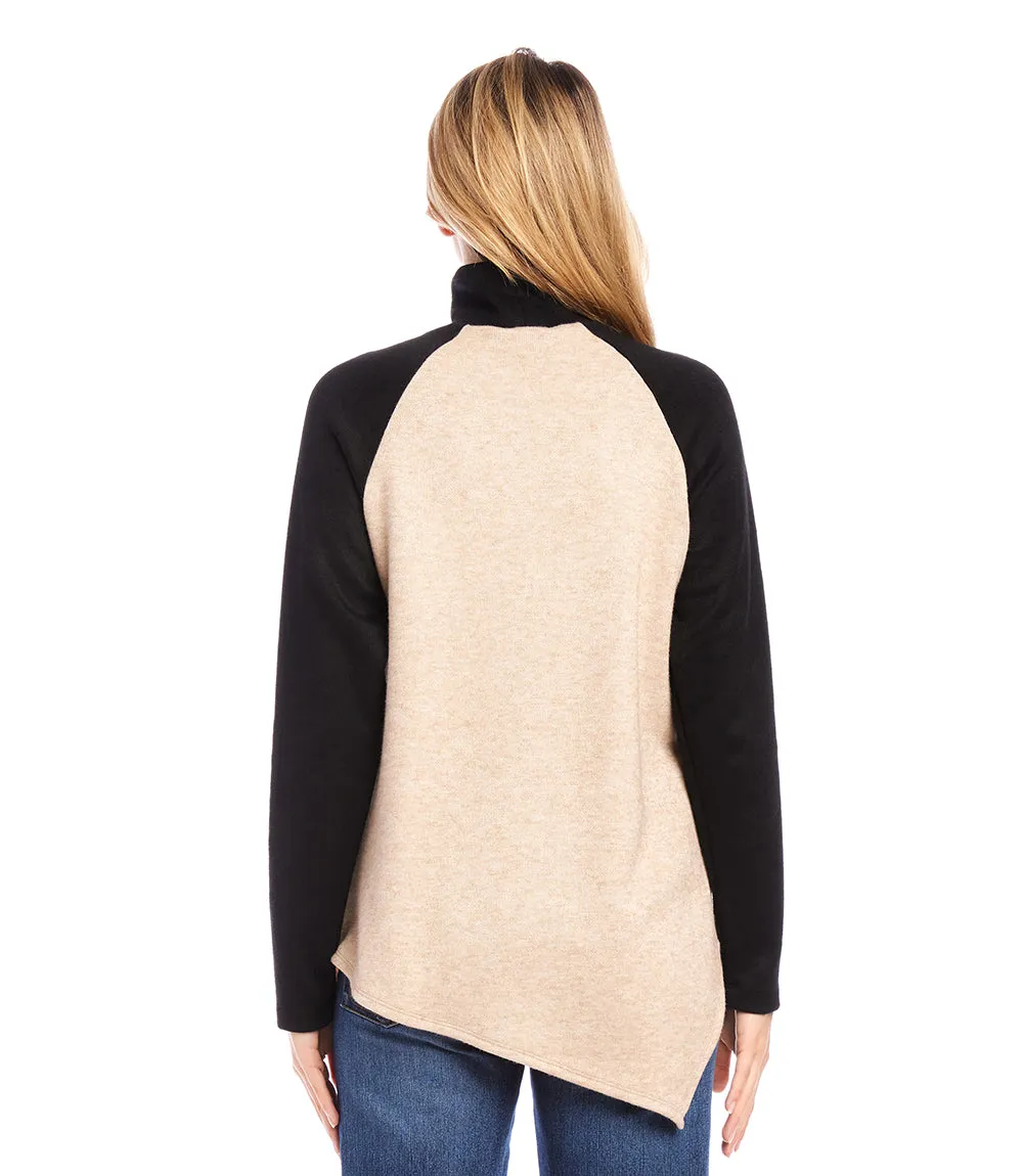 Petite Size Asymmetric Turtleneck Top