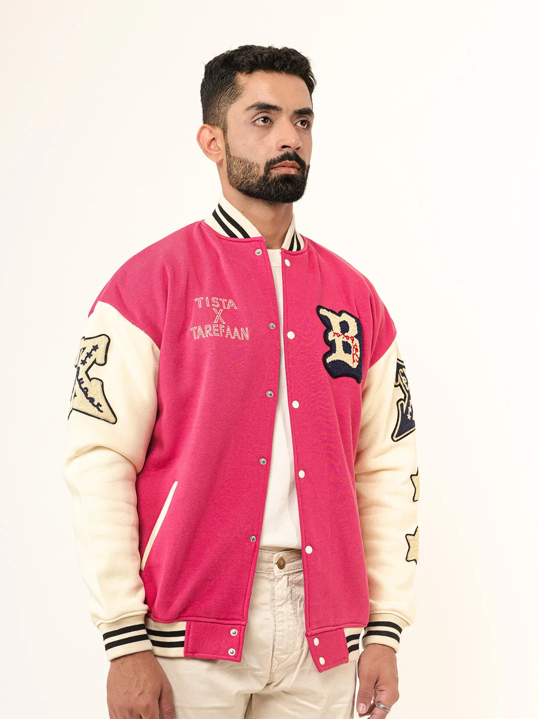 Pink B Tista X Tarefaan Varsity Jacket