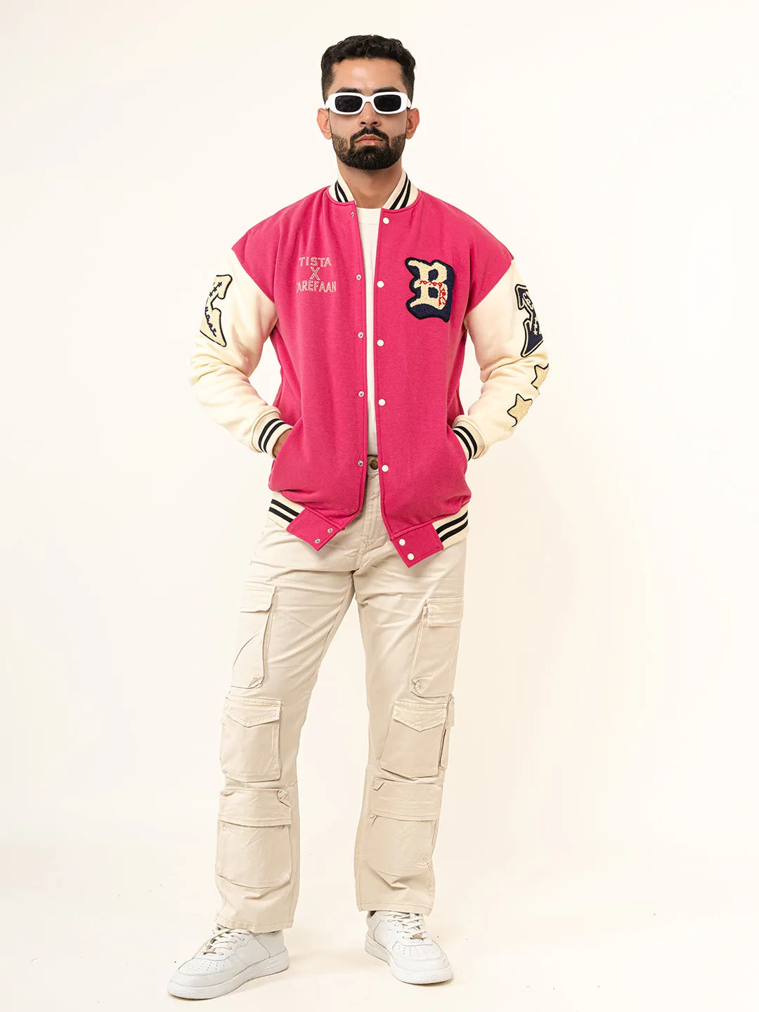Pink B Tista X Tarefaan Varsity Jacket