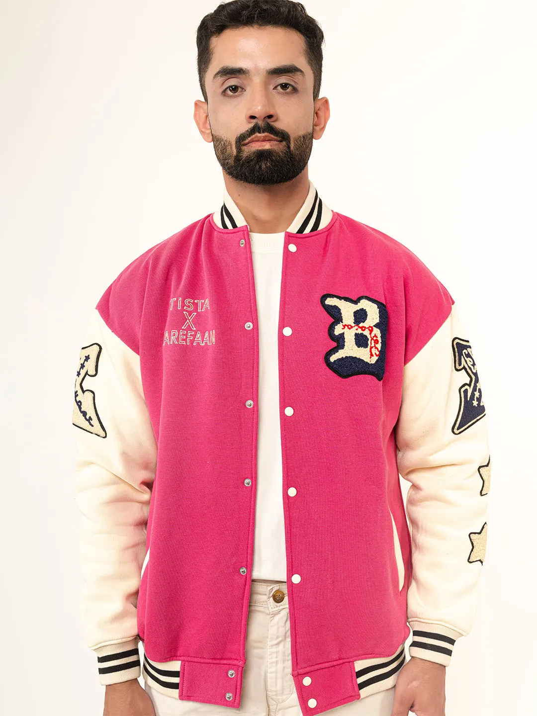 Pink B Tista X Tarefaan Varsity Jacket