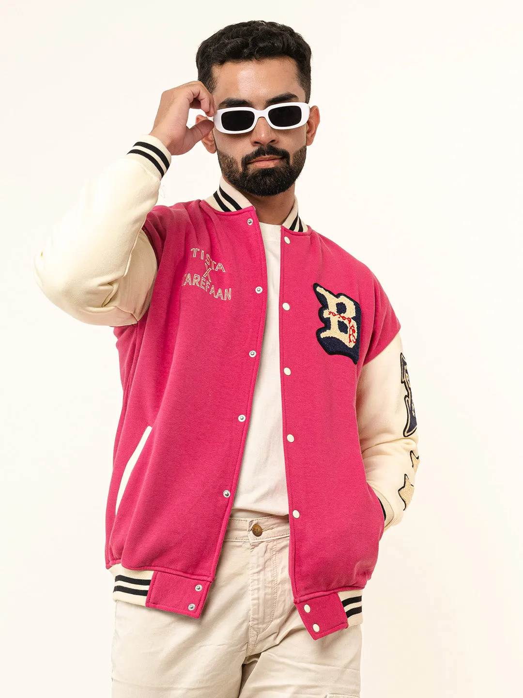 Pink B Tista X Tarefaan Varsity Jacket