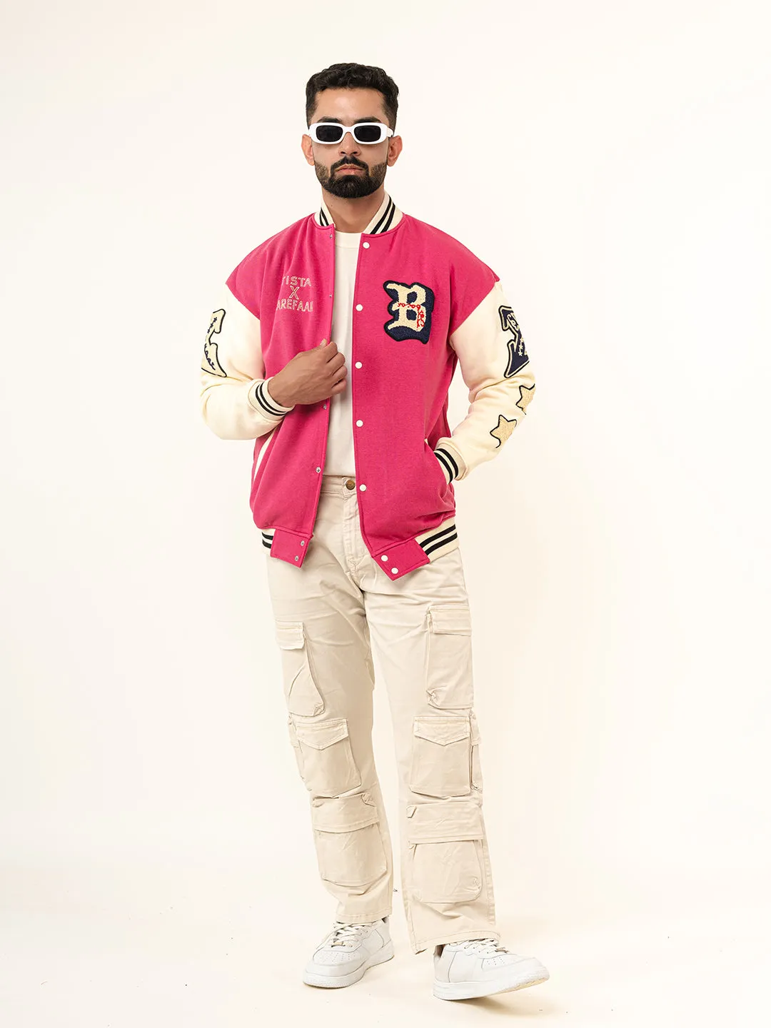 Pink B Tista X Tarefaan Varsity Jacket