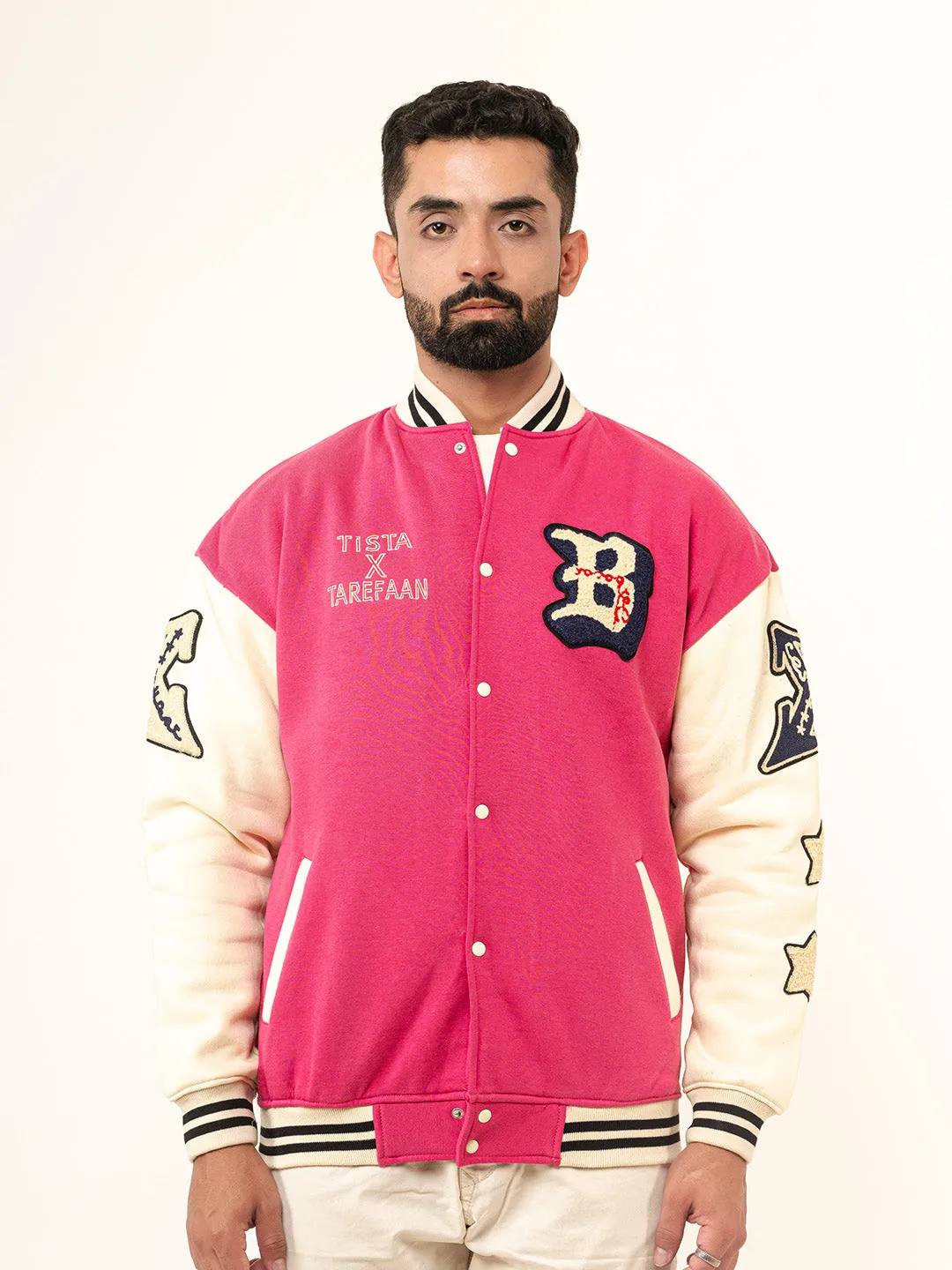 Pink B Tista X Tarefaan Varsity Jacket