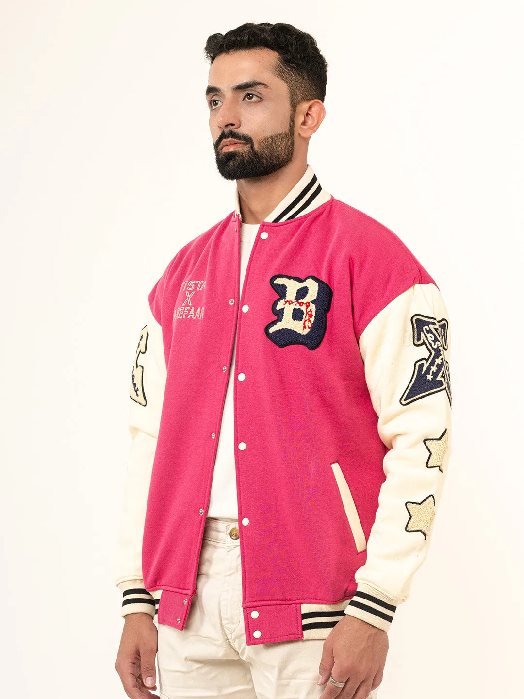 Pink B Tista X Tarefaan Varsity Jacket