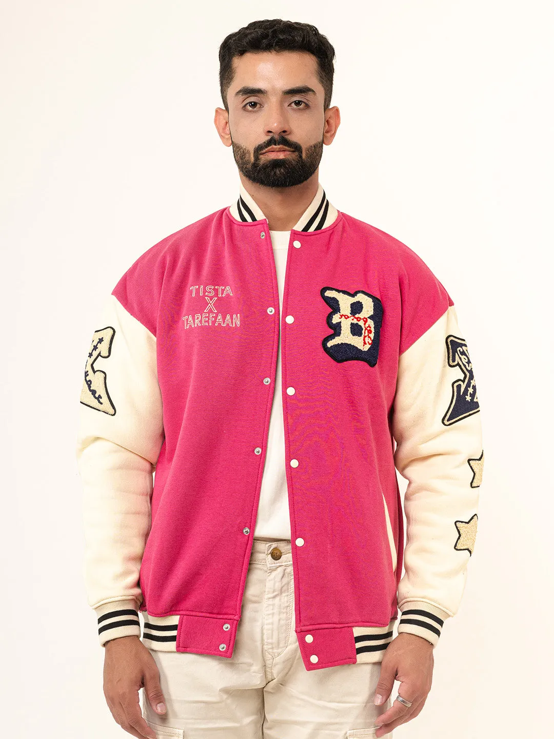 Pink B Tista X Tarefaan Varsity Jacket