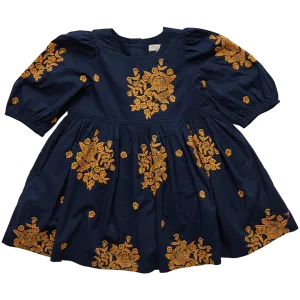 Pink Chicken Navy Embroidery Girls Brooke Dress