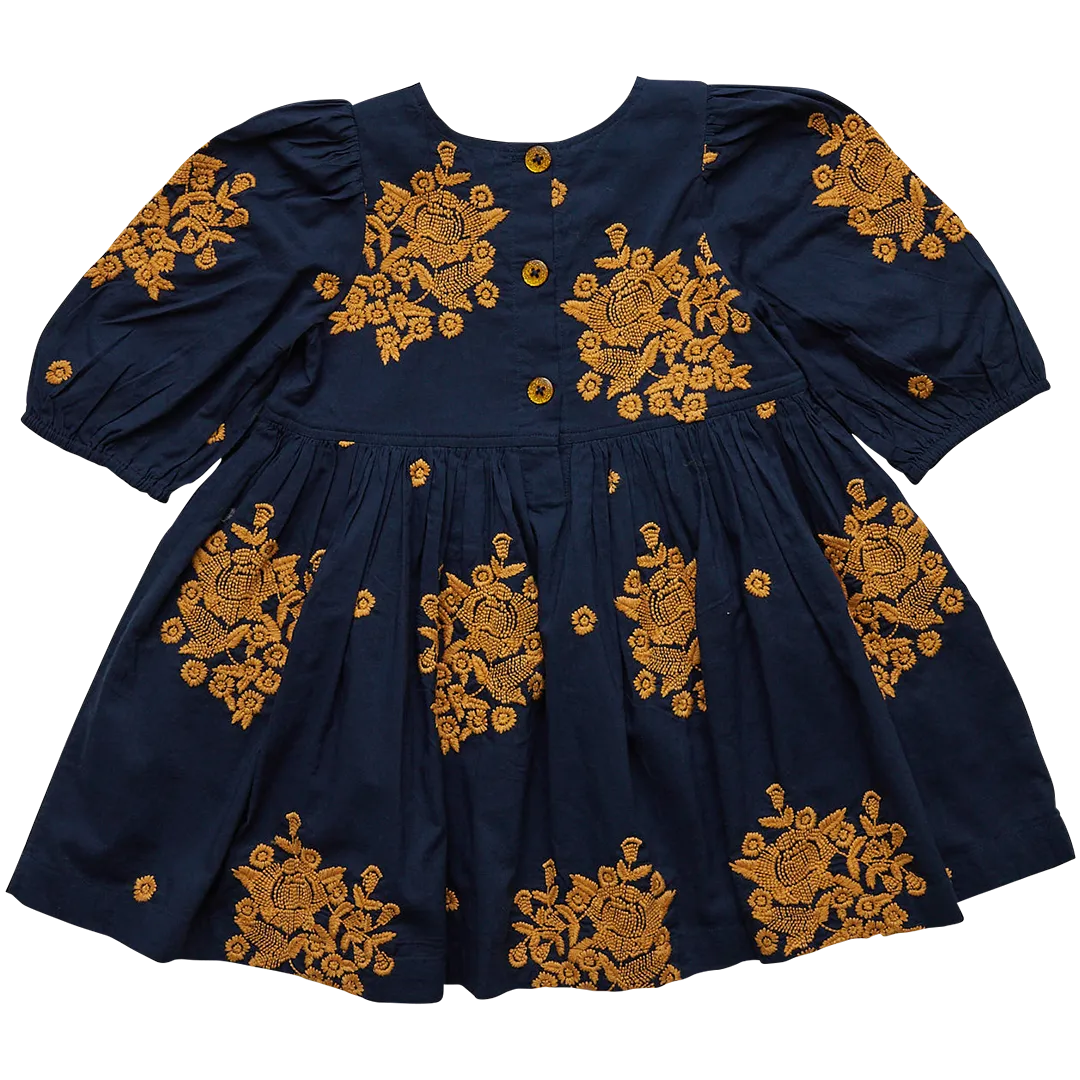 Pink Chicken Navy Embroidery Girls Brooke Dress