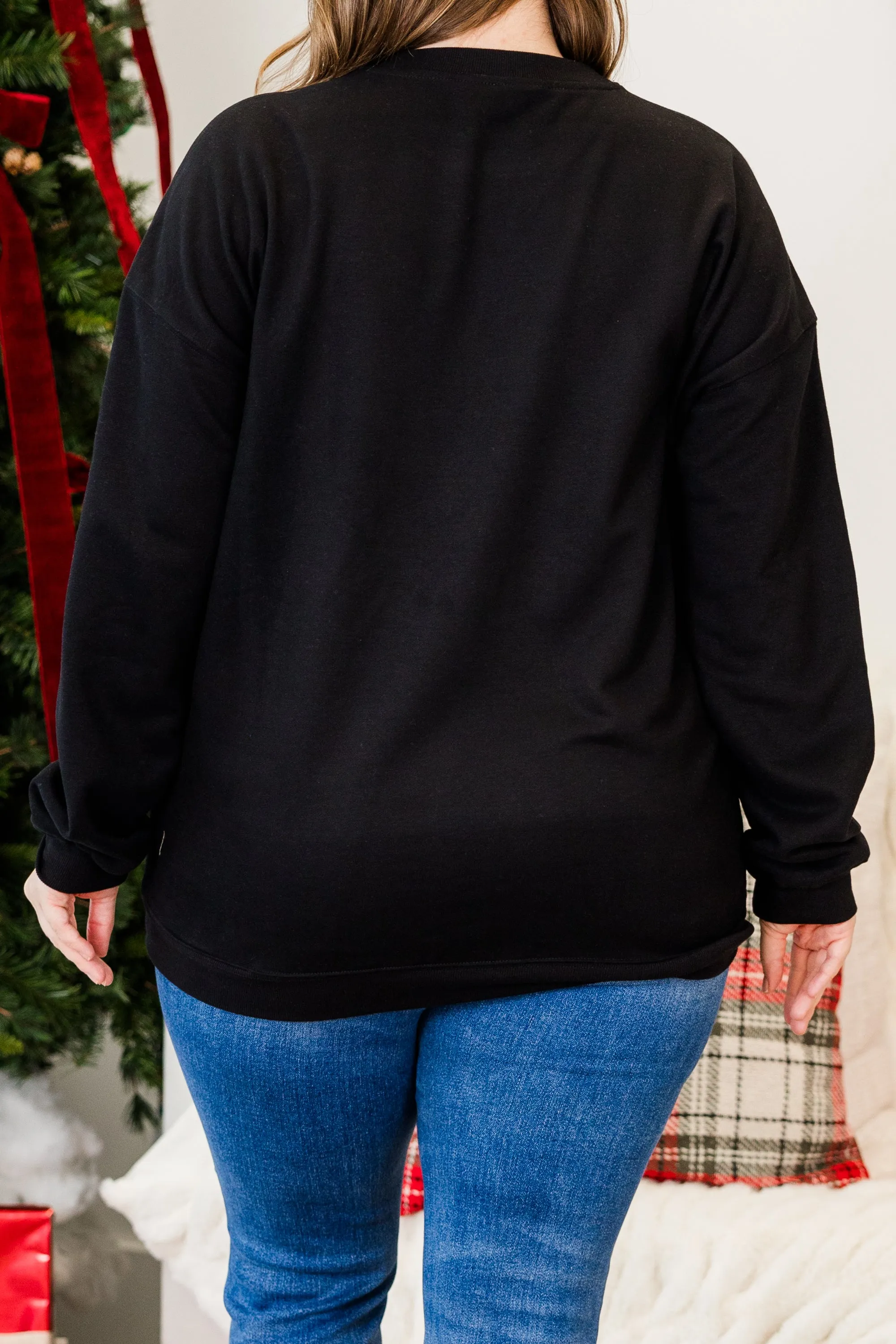 Plaid Smiley Pullover, Black